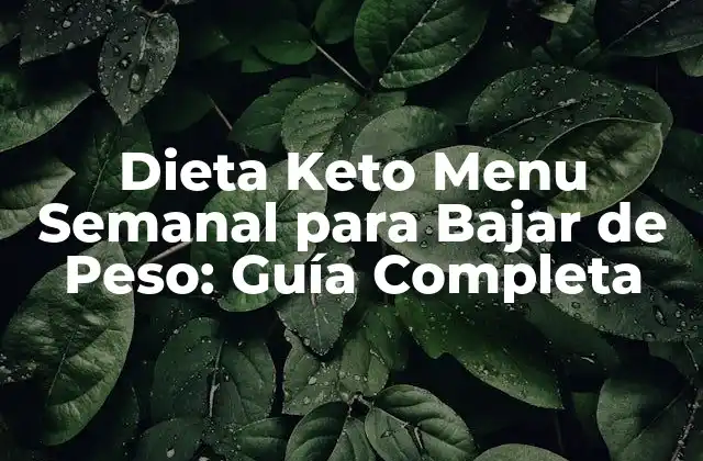 Dieta Keto Menu Semanal para Bajar de Peso: Guía Completa