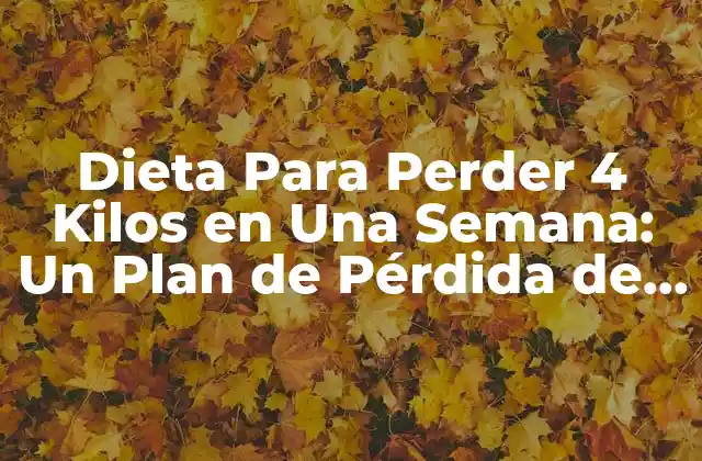 Dieta para Perder 4 Kilos en una Semana: un Plan de Pérdida de Peso Rápida y Saludable