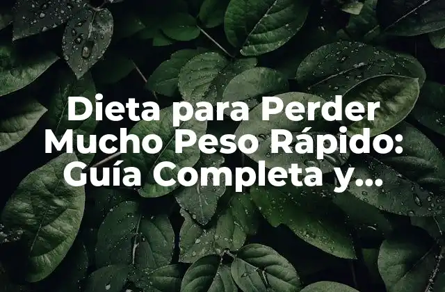 Dieta para Perder Mucho Peso Rápido: Guía Completa y Efectiva 2 ¿Qué es una Dieta para Perder Mucho Peso Rápido?