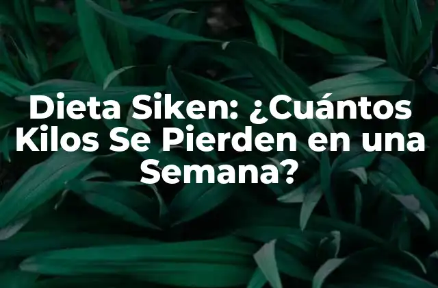 Dieta Siken: ¿cuántos Kilos Se Pierden en una Semana?