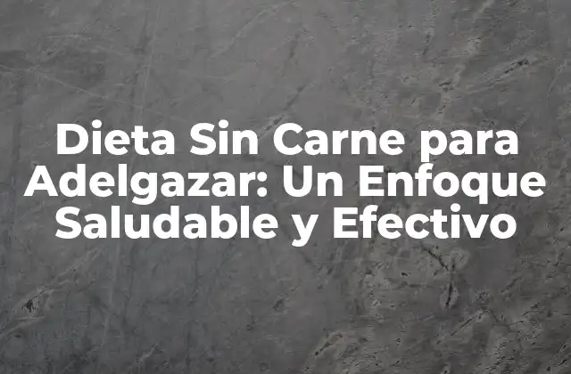 Dieta sin Carne para Adelgazar: un Enfoque Saludable y Efectivo