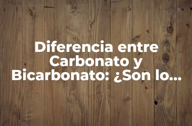 Diferencia entre Carbonato y Bicarbonato: ¿son Lo Mismo? 2 Definición de Carbonato
