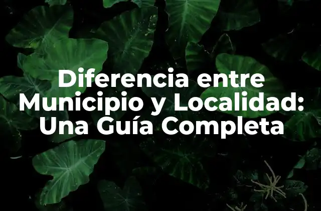 Diferencia entre Municipio y Localidad: una Guía Completa