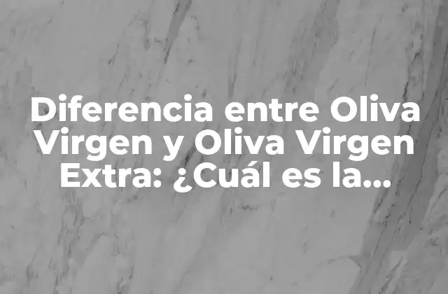 Diferencia entre Oliva Virgen y Oliva Virgen Extra: ¿cuál es la Mejor?