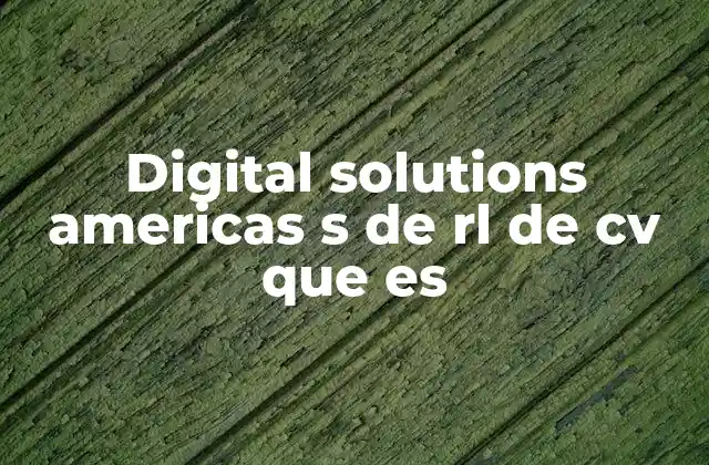 Digital Solutions Americas S de Rl de Cv que es