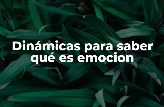 Dinámicas para Saber Qué es Emocion