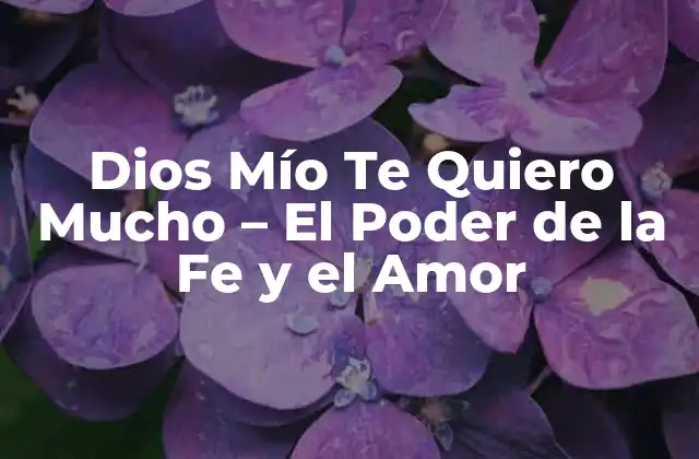 El Significado de Dios Mío Te Quiero Mucho - Una Expresión de Amor y Gratitud