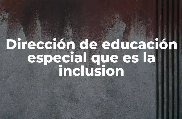 Dirección de Educación Especial que es la Inclusion