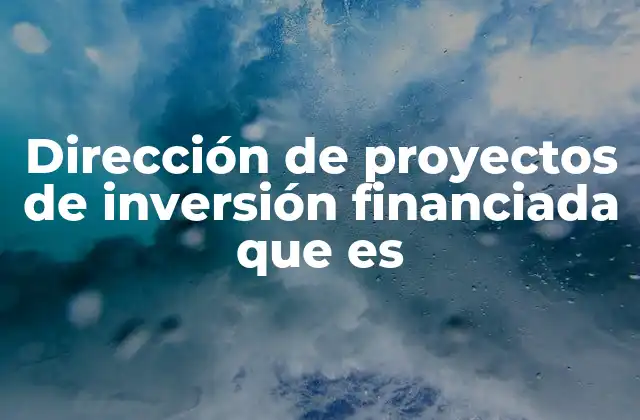 Dirección de Proyectos de Inversión Financiada que es