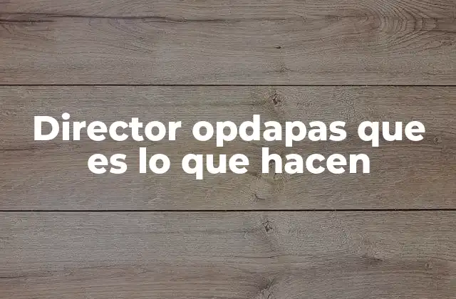 Director Opdapas que es Lo que Hacen