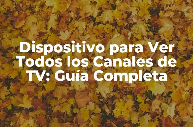 Dispositivo para Ver Todos los Canales de Tv: Guía Completa