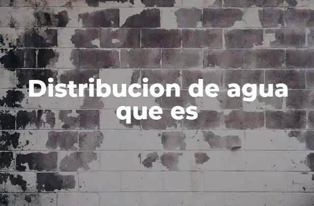 Distribucion de Agua que es