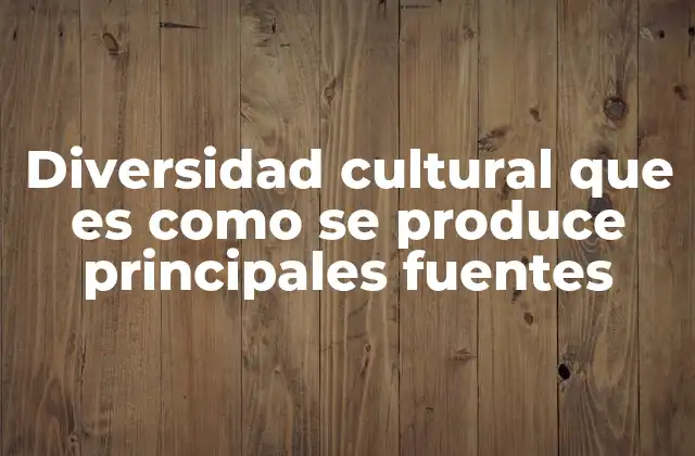 Diversidad Cultural que es como Se Produce Principales Fuentes