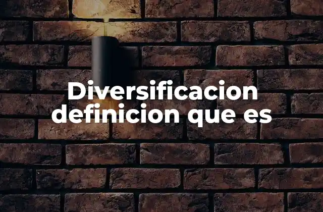 Diversificacion Definicion que es