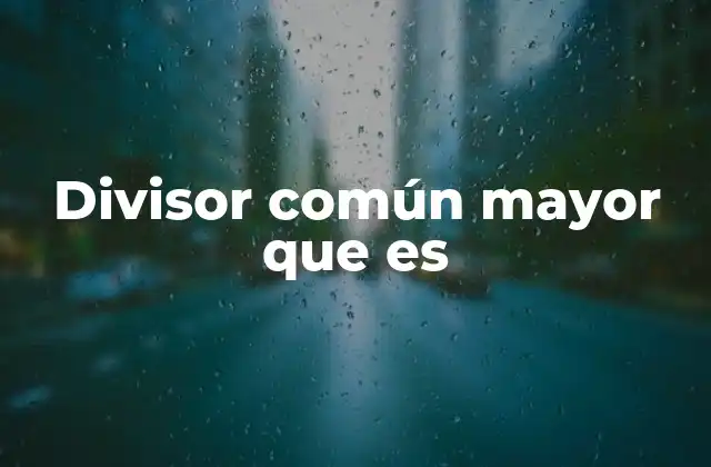 Divisor Común Mayor que es