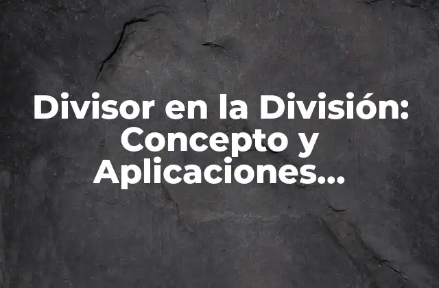 Definición y Notación del Divisor