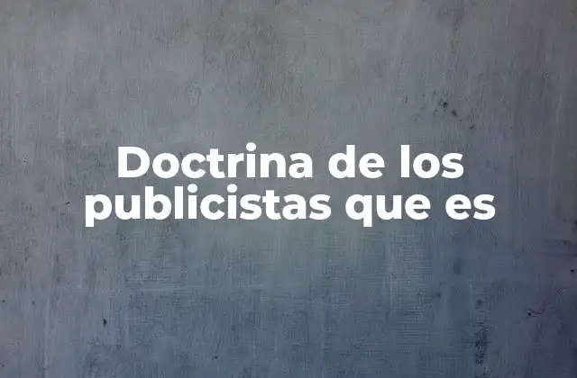 Doctrina de los Publicistas que es