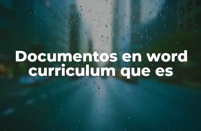Documentos en Word Curriculum que es