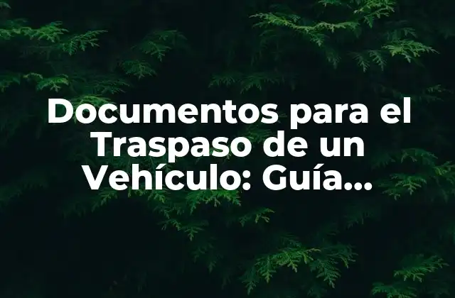 Documentos para el Traspaso de un Vehículo: Guía Completa