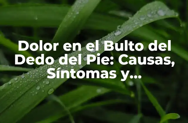 Dolor en el Bulto Del Dedo Del Pie: Causas, Síntomas y Tratamiento