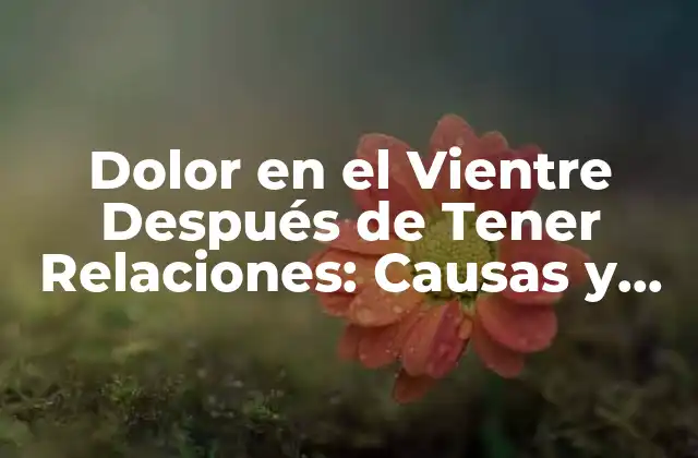 Dolor en el Vientre Después de Tener Relaciones: Causas y Soluciones