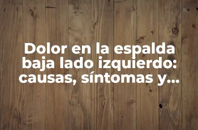 Dolor en la Espalda Baja Lado Izquierdo: Causas, Síntomas y Soluciones