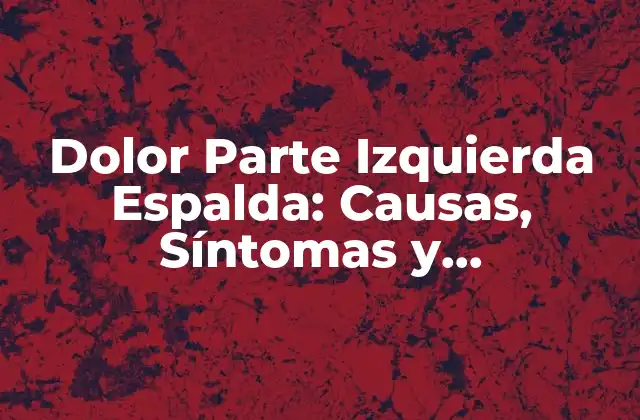Dolor Parte Izquierda Espalda: Causas, Síntomas y Tratamientos 2 Causas del Dolor Parte Izquierda Espalda