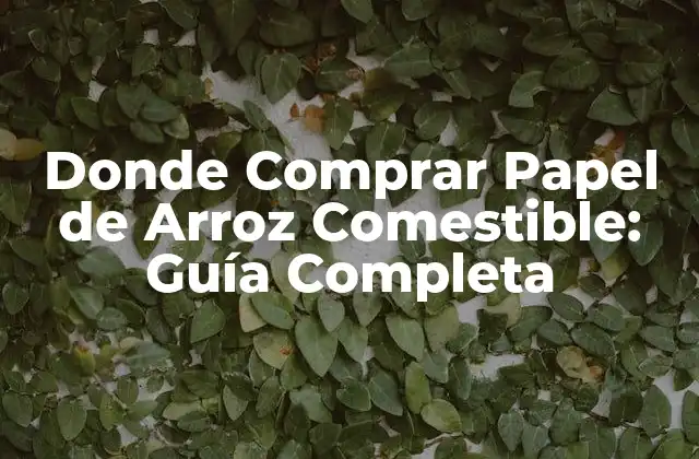 Donde Comprar Papel de Arroz Comestible: Guía Completa