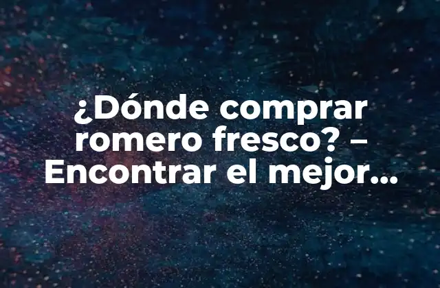 ¿dónde Comprar Romero Fresco? – Encontrar el Mejor Proveedor para Tu Cocina