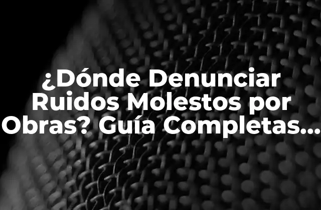 ¿dónde Denunciar Ruidos Molestos por Obras? Guía Completas para la Denuncia y Solución