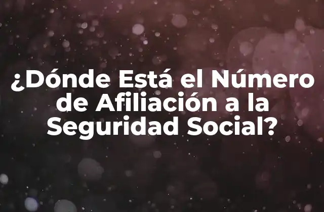 ¿dónde Está el Número de Afiliación a la Seguridad Social?