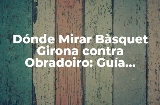 Dónde Mirar Bàsquet Girona contra Obradoiro: Guía Completa para Ver el Partido
