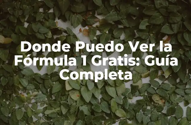 Donde Puedo Ver la Fórmula 1 Gratis: Guía Completa