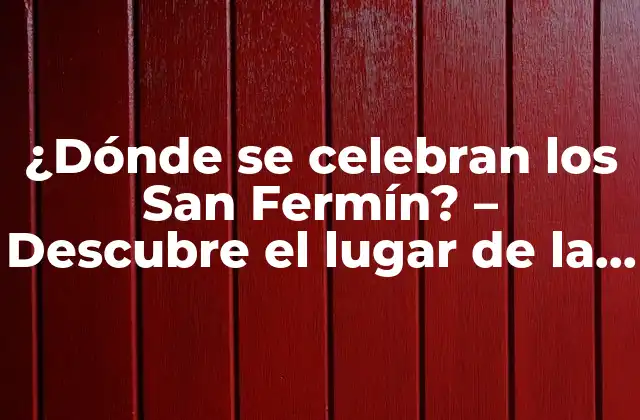 ¿dónde Se Celebran los San Fermín? – Descubre el Lugar de la Famosa Fiesta Española