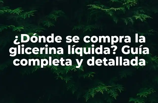 ¿dónde Se Compra la Glicerina Líquida? Guía Completa y Detallada