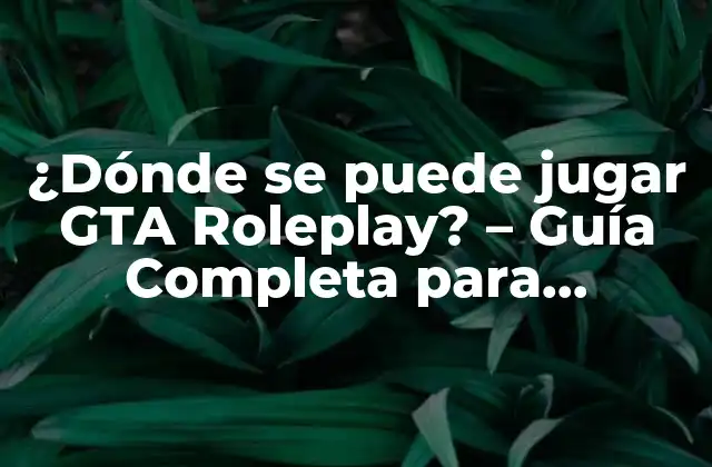 ¿dónde Se Puede Jugar Gta Roleplay? – Guía Completa para Principiantes y Expertos