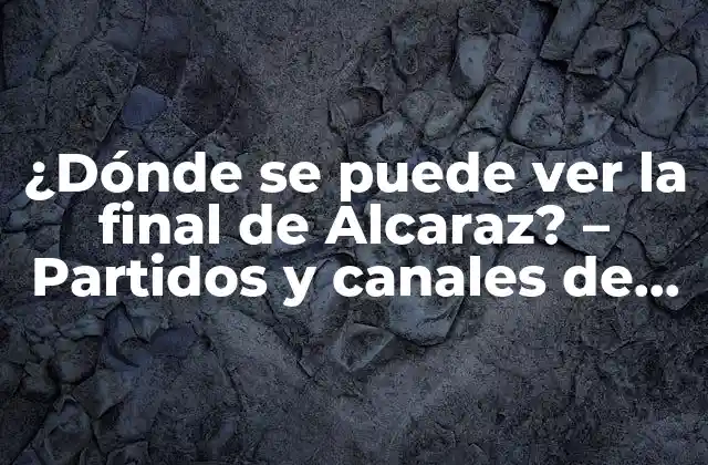 ¿dónde Se Puede Ver la Final de Alcaraz? – Partidos y Canales de Transmisión en Vivo