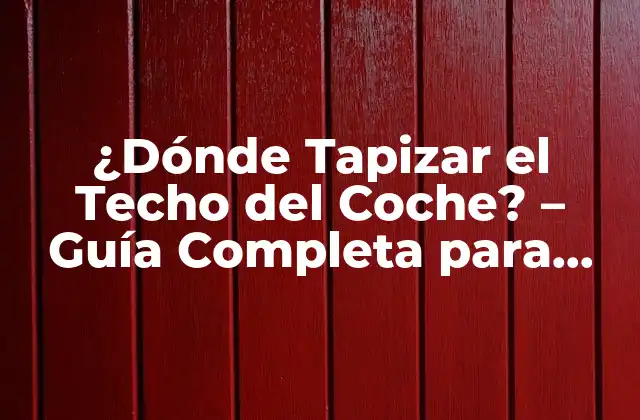 ¿dónde Tapizar el Techo Del Coche? – Guía Completa para una Elección Perfecta