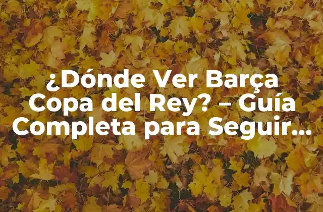 ¿dónde Ver Barça Copa Del Rey? – Guía Completa para Seguir Al Fútbol Club Barcelona