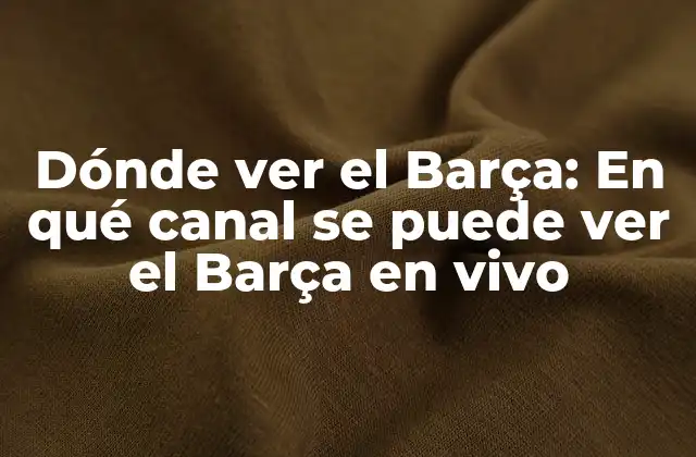 Dónde Ver el Barça: en Qué Canal Se Puede Ver el Barça en Vivo