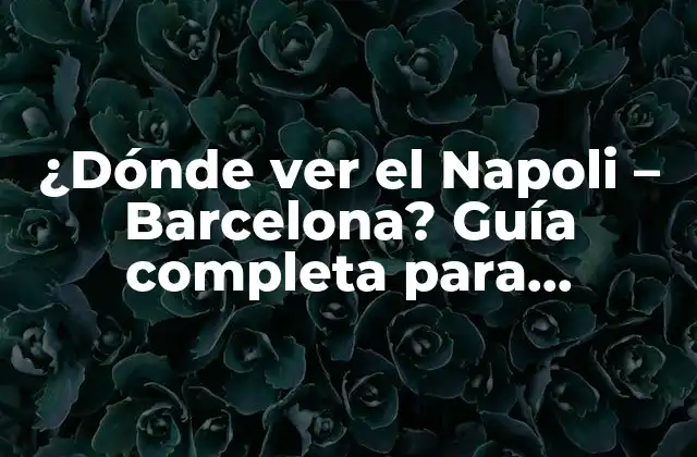 ¿dónde Ver el Napoli – Barcelona? Guía Completa para Disfrutar Del Partido de Fútbol en Vivo