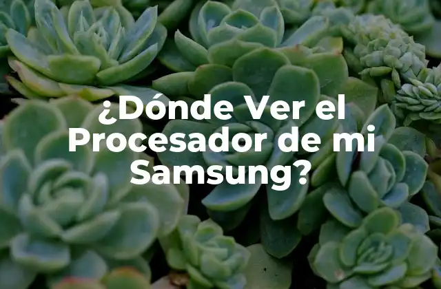 ¿dónde Ver el Procesador de Mi Samsung?