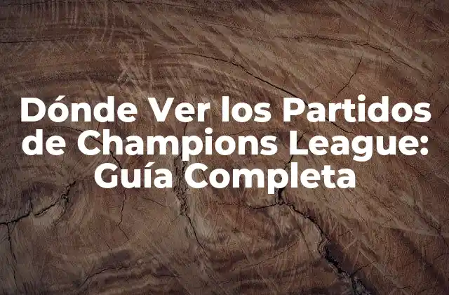 Dónde Ver los Partidos de Champions League: Guía Completa 2 Canales de Televisión que Transmiten la Champions League