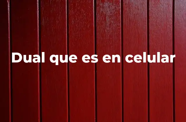 Dual que es en Celular