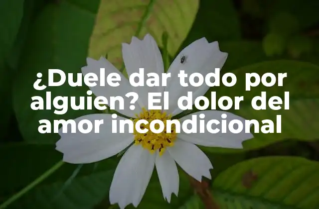 ¿duele Dar Todo por Alguien? el Dolor Del Amor Incondicional