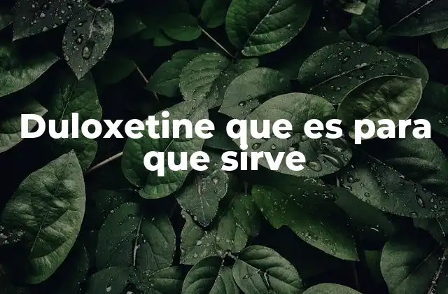 Duloxetine que es para que Sirve
