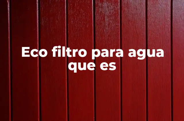 Eco Filtro para Agua que es