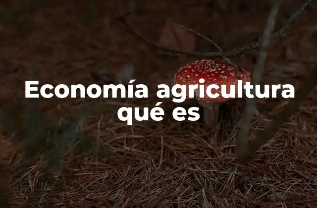 Economía Agricultura Qué es