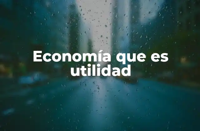 Economía que es Utilidad
