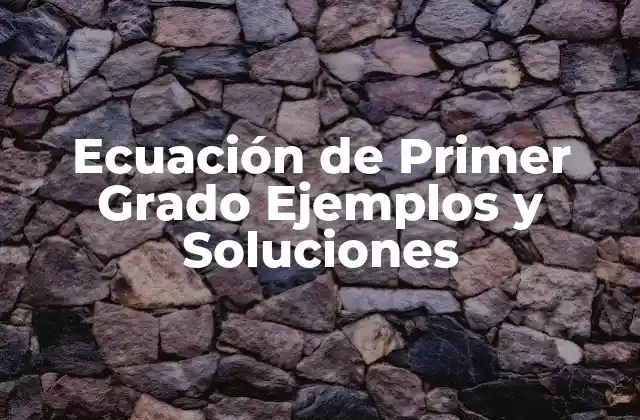 Ecuación de Primer Grado Ejemplos y Soluciones 2 Definición y Notación de las Ecuaciones de Primer Grado